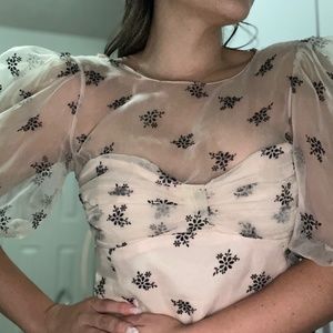 Chiffon Puff Sleeve Corset Top